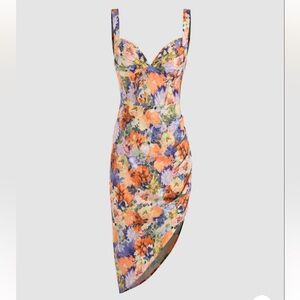 Cider asymmetrical floral midi dress